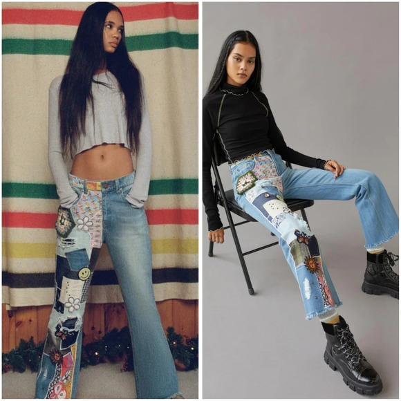 Urban Outfitters BDG High Waisted Flare Jean Indigo Crafted 26 - Picture 2 of 12